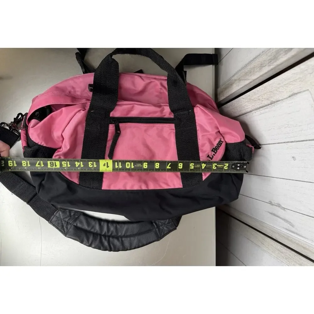 VTG LL Bean Adventure Duffle Bag Pink Medium Shoulder Strap Carry On ‘Tori’ READ